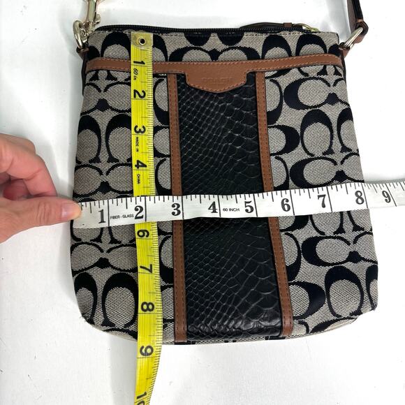 Coach Signature Snake Print Crossbody Bag Leather, Canvas - Picture 4 of 10